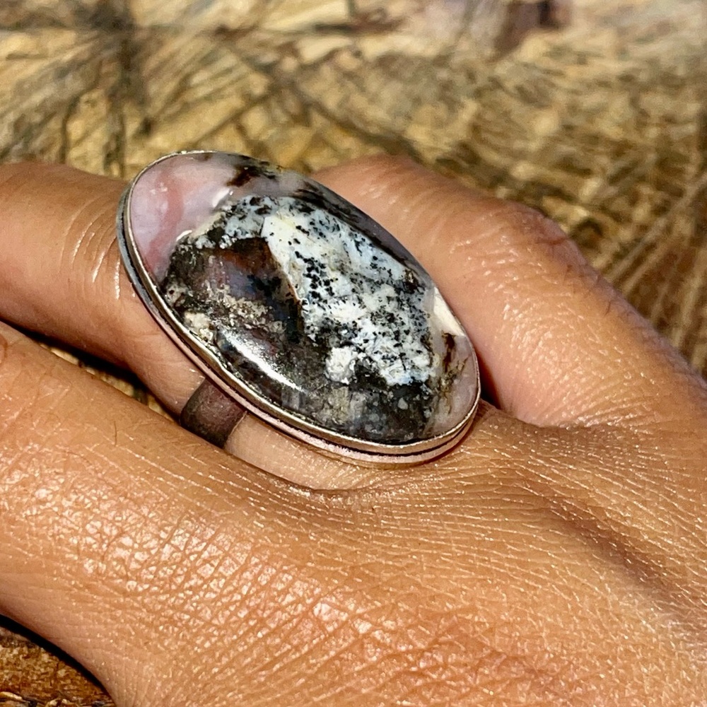 Pink Opal Dendritic Ring Size 7 - Picture 5 of 9